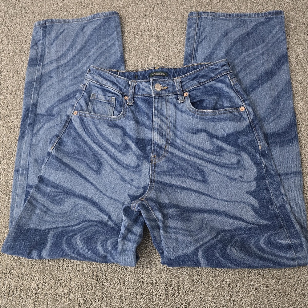 Wild Fable Baggy Swirl Pattern High Rise Jeans Blue Womens Size 0/25